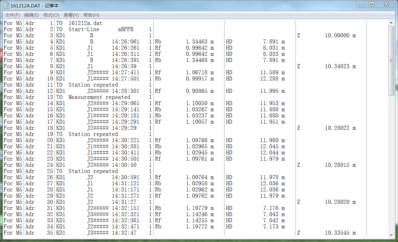 天寶測量數(shù)據(jù)