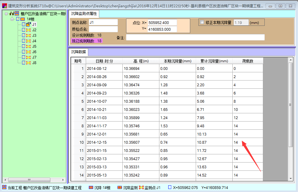 前期完整沉降觀測(cè)數(shù)據(jù)